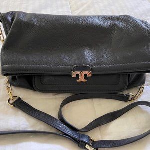 Navy Blue Tory Burch Navy Leather Shoulder Bag